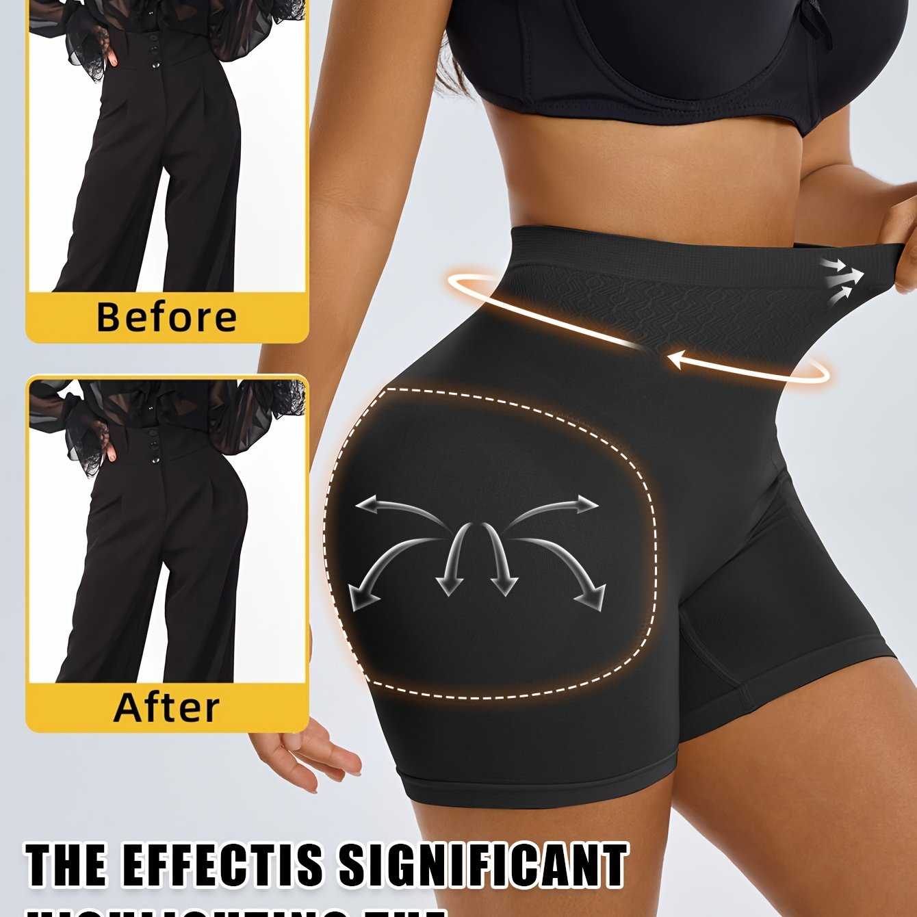 1pc CELILIN Women's High-Waisted Shapewear Shorts - Tummy Control, Butt & Thigh, Non-Slip Waistband, High-Elasticity Workout & Everyday Pants - Posture Correction & Body Contouring for Gym, Casual, Formal Outfits - Machine Wa