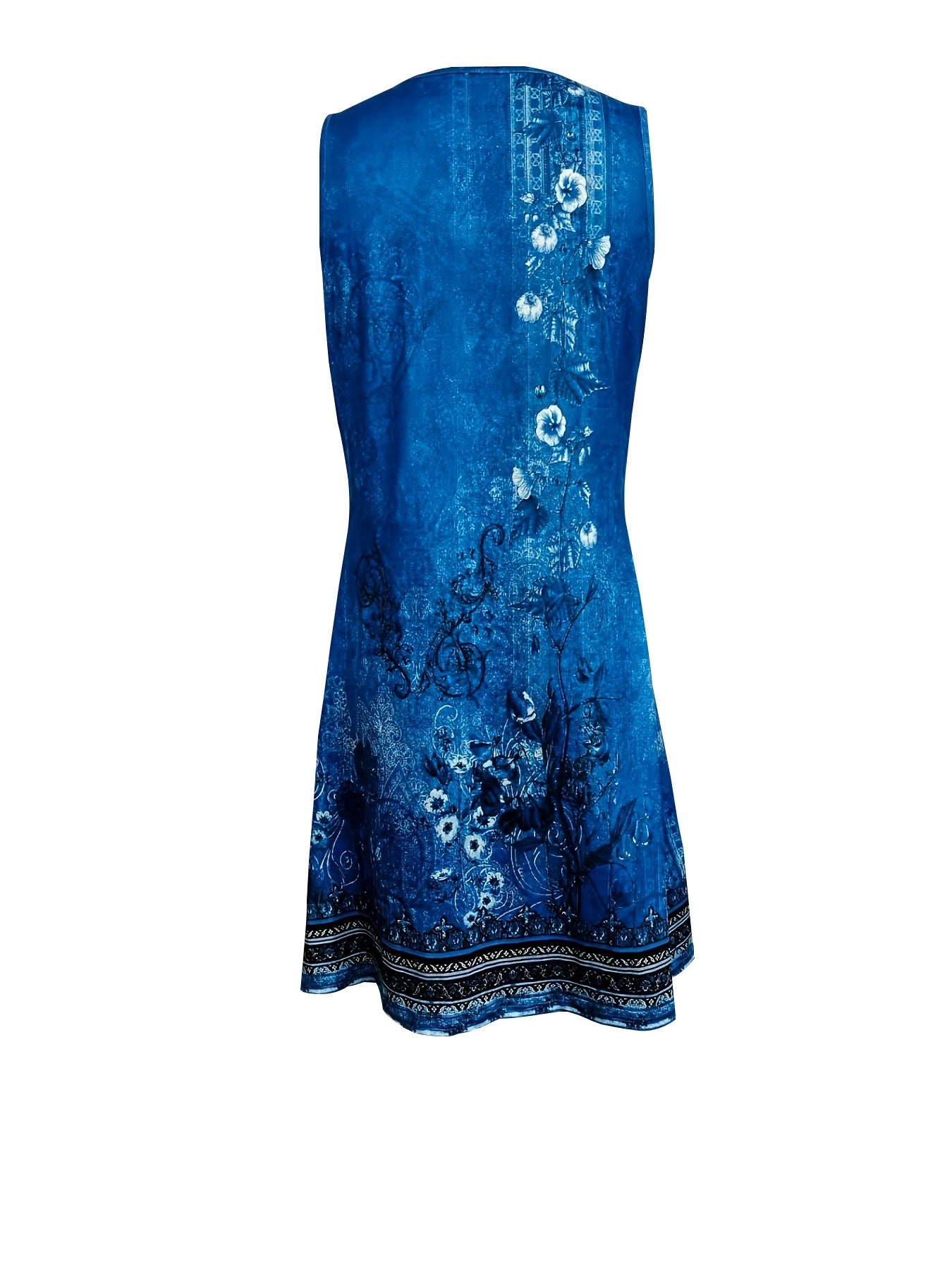 Floral Print Women's Elegant Deep V-Neck Knee-Length Dress - A-Line Stretchy Machine-Washable Lightweight Soft Fabric Fashion for Spring/Summer Casual & Formal Occasion, Comfortable Fit