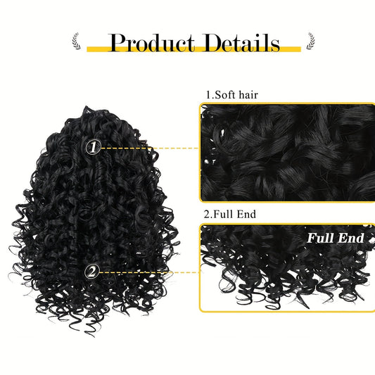 14 Inch Black Curly Ponytail Extension | Synthetic Curly Wave Ponytail with 2 Clips & Drawstring, Elegant Volume-Enhanced Hairpiece for Weddings, Parties, Photoshoots - Naturallooking Waves, Secure Attachment