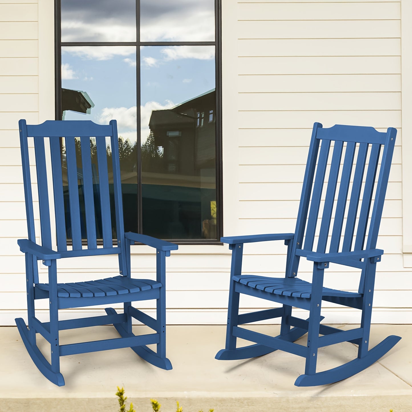 Patio Rocking Chair Set of 2 or Set of 4, Oversized Rocker Chair for Adult, All Weather Rocking Chair Outdoor, High Back Porch Rocker, Rocking Chairs for Garden, Backyard