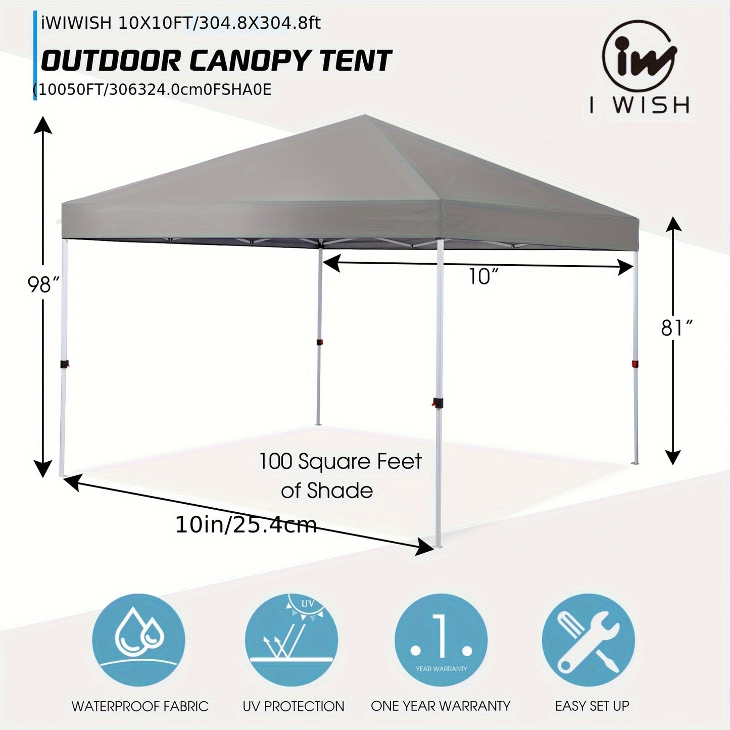 10x10 Canopy Tent - One-Push Pop-Up Design