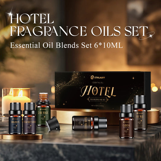 Hotel Essential Oils Set, Hotel Scents Fragrance Oil, Luxury Essential Oils for Diffuseret 6x10ML, My Way, Dream On, Cabana, 24k Magic, Black Velvet, Sweetest Taboo,Fall Gift