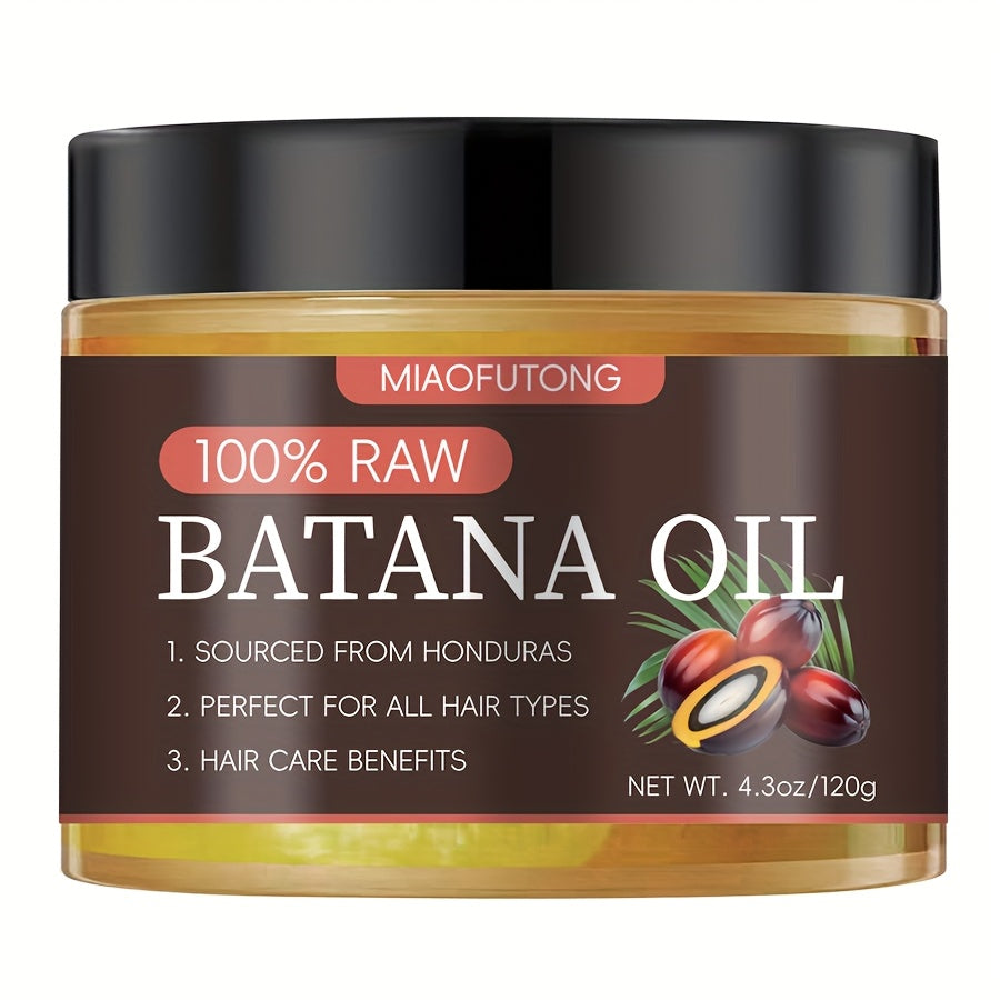 Miaofutong 100% Raw Batana Oil - Moisturizing & Smoothing Hair Treatment for Dry, Damaged Hair - Scalp Nourishment, Suitable for All Hair Types - 4.3oz/120g, Hair Treatment Oils
