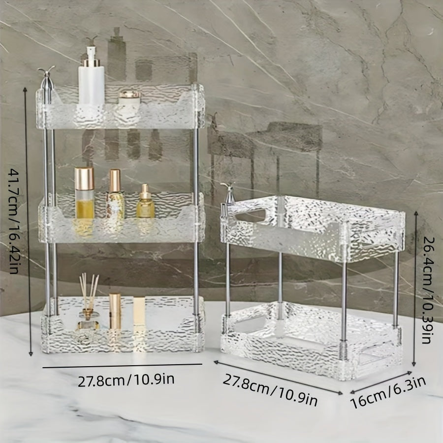 1pc Elegant Multi-Tier Acrylic Vanity Organizer - Adjustable Desktop Storage Rack for Cosmetics, Perfumes & Office Supplies - Large Capacity, Easy to Install - Perfect for Bedroom, Bathroom, Study & Office Decor