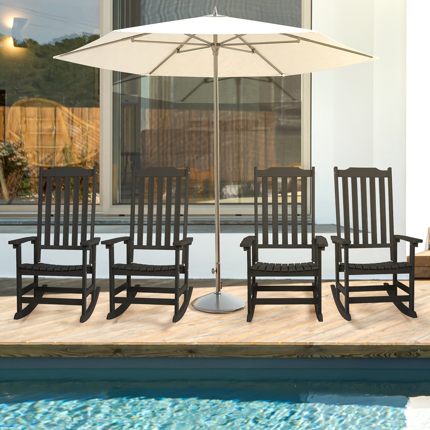 Patio Rocking Chair Set of 2 or Set of 4, Oversized Rocker Chair for Adult, All Weather Rocking Chair Outdoor, High Back Porch Rocker, Rocking Chairs for Garden, Backyard