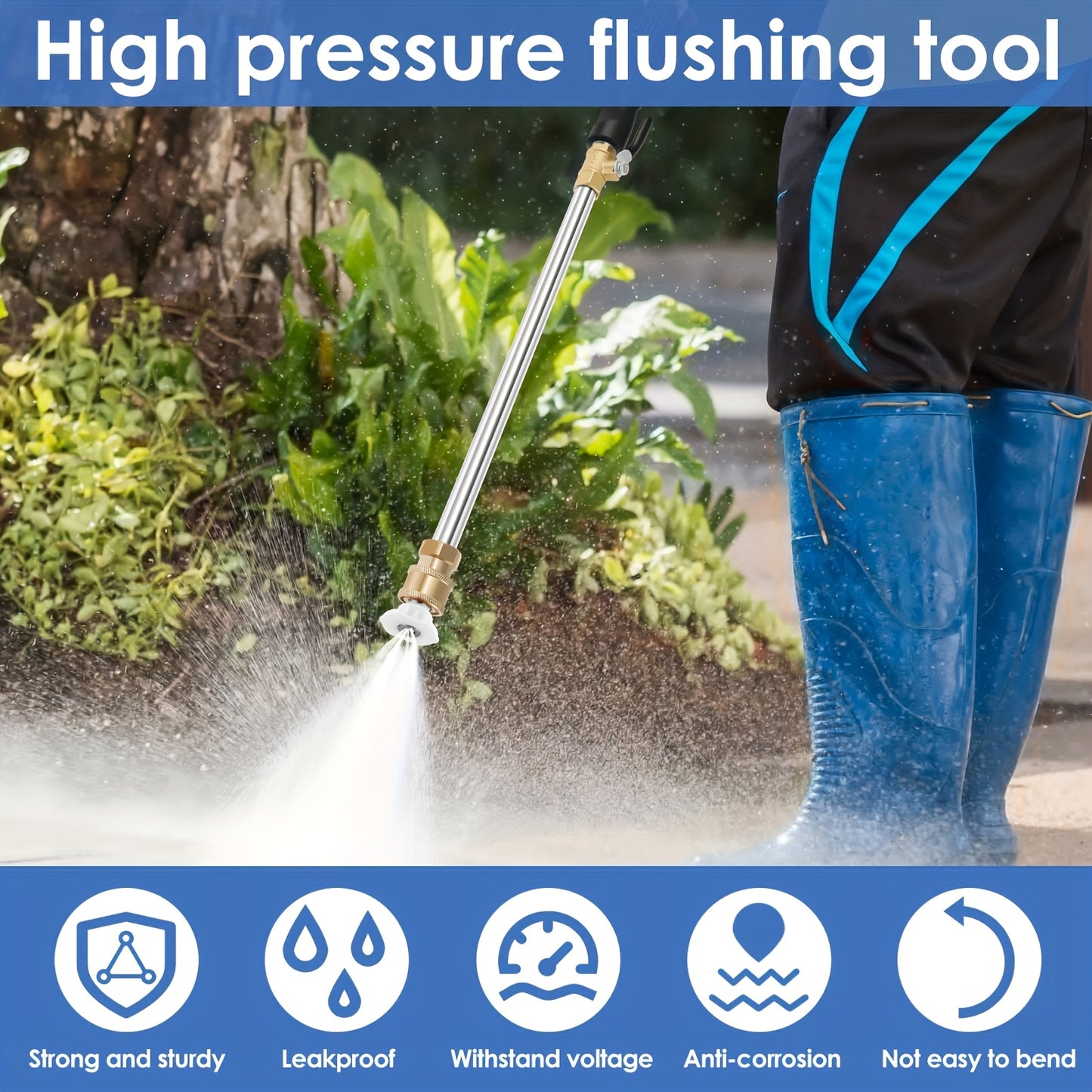 Heavy Duty Multifunctional 1pc High Pressure Cleaning Rod with 2 Hose Nozzles - Efficient Car And Yard Cleaning - Durable Aluminum Alloy Material, Multi-Functional Watering Tool, Compatible Most Hydro Jets, Garden Watering
