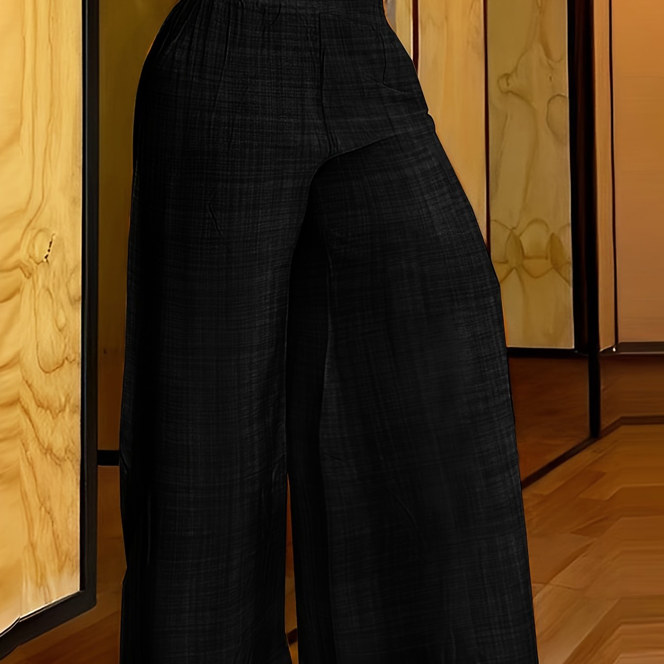 Elegant Solid Color Wide Leg Palazzo Pants - Comfortable Polyester Fabric, Machine Washable, Elastic-Free Waist, All-Season Wear - Womens Casual Regular Pants for Everyday Style