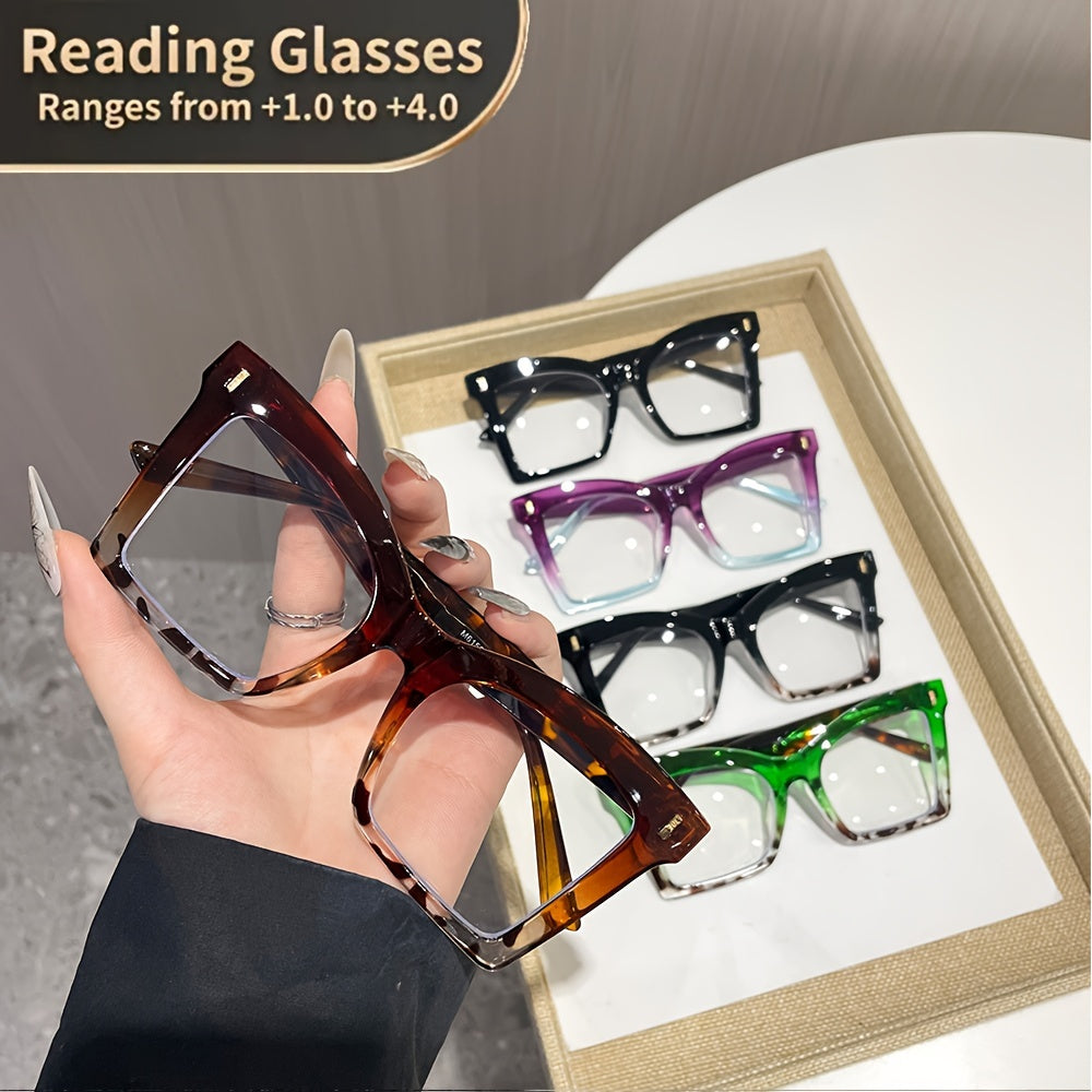 2 pairs of Women's reading glasses with beautiful color matching and sturdy metal hinges, suitable for computers, reading books, daily life, the best gift for elders