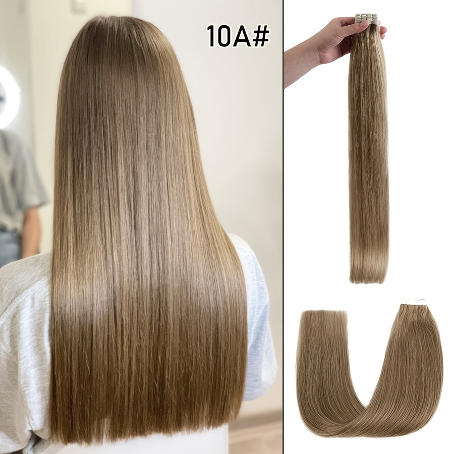 16pcs Vlasy Women's Natural Blonde Balayage Highlights Hair Extensions - Seamless Clip-In Straight Human Hair (12"-24" Lengths, Brown to Blonde Tones) - Easy Application & Damage-Free Removal, Natural Brown Base for Lighter S