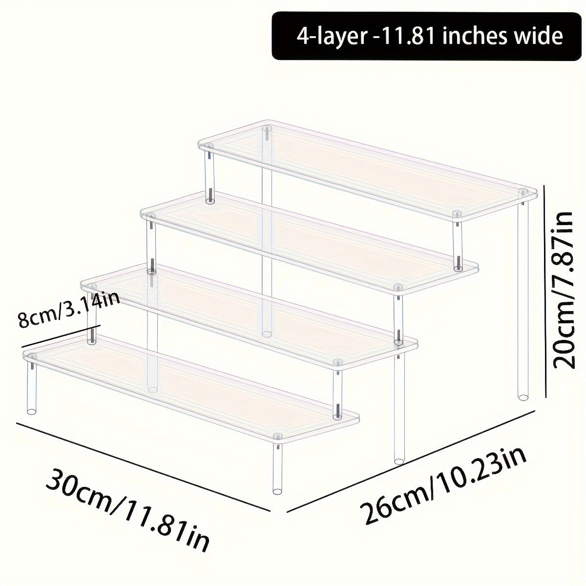 Transparent Multi-Layer Acrylic 1pc Cosmetic Organizer - Perfume Display Rack for Living Room, Bathroom, Bedroom - Reinforced Trapezoidal Storage Rack for Cosmetics and Beauty Tools