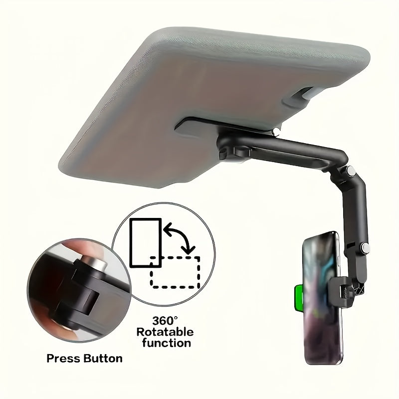 1pc Universal 1080° Rotatable Sun Visor Car Phone Holder, Durable ABS Material, Adjustable Mount for Bedroom, Kitchen, and Vehicle Use