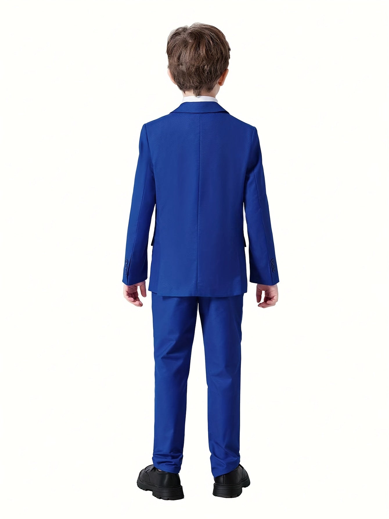 Mosedou Boys 4pcs Suit Set Blazer&Waistcoat&Pants&Tie 2-16Yrs Kids Formal Wear British Style Wedding & School Outfit Boys' Suits 4pcs Sets Teens Formal Suits for Vest&Tie Wedding Flower Boy Attire