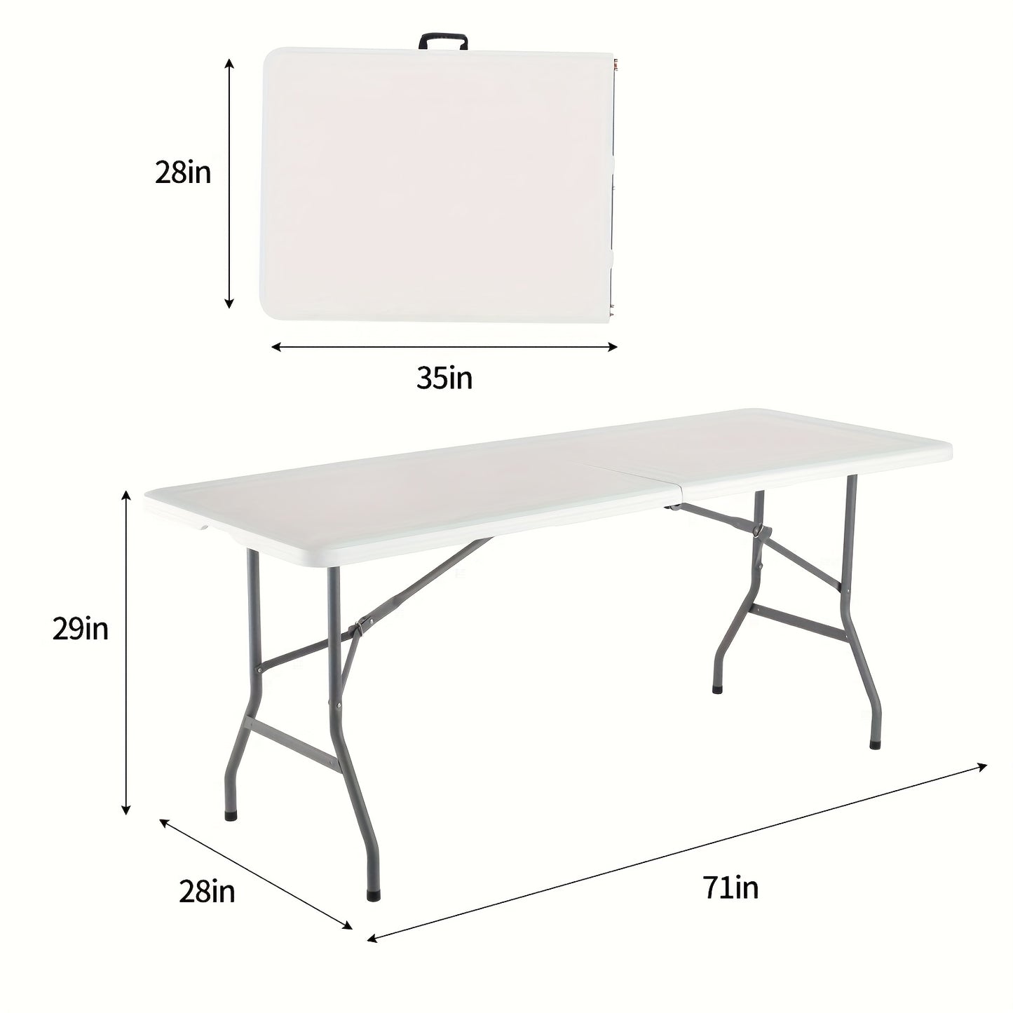 Folding Table 30*20inch/4ft/6ft Portable Heavy Duty Plastic Fold-In-Half Utility Table Indoor Outdoor Adjustable Height Folding Table with Carrying Handle, Office, Camping And Party, Back to School