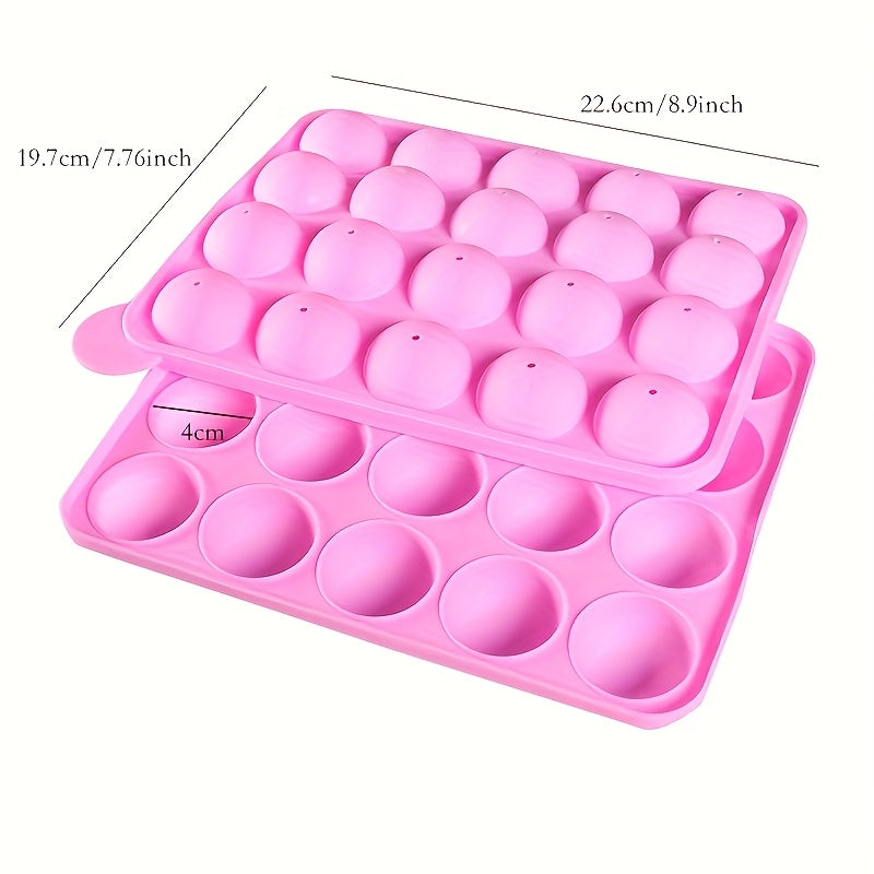 [Silicone Lollipop] 20 Hole Silicone Lollipop Mold with 20 Sticks | Perfect for Cake Sticks, Chocolate and Candy Baking - Chocolate Molds