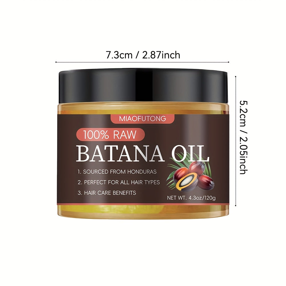 Miaofutong 100% Raw Batana Oil - Moisturizing & Smoothing Hair Treatment for Dry, Damaged Hair - Scalp Nourishment, Suitable for All Hair Types - 4.3oz/120g, Hair Treatment Oils