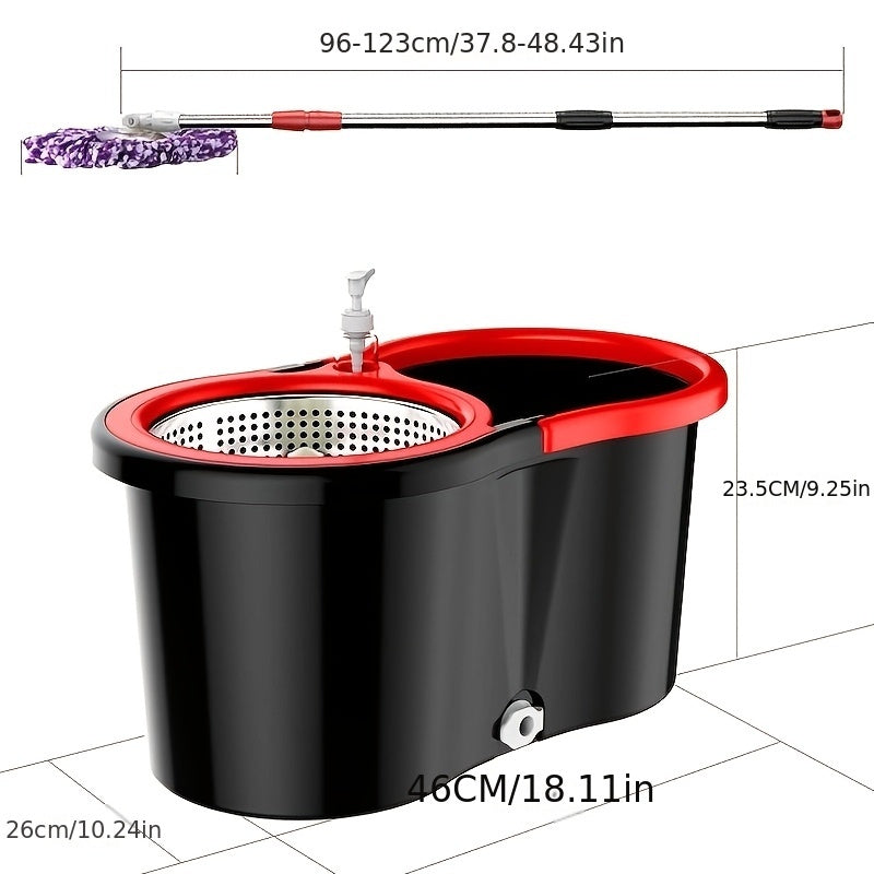 Mop Bucket Set, Spin Mop And Bucket With Wringing System, Bathroom Mop Bucket, 360° Spin Mop System With 4 Ultra-Fine Fiber Mop Replacement Heads, Suitable For Living Room, Bedroom, Kitchen, For Hardwood Tile Marble Floors