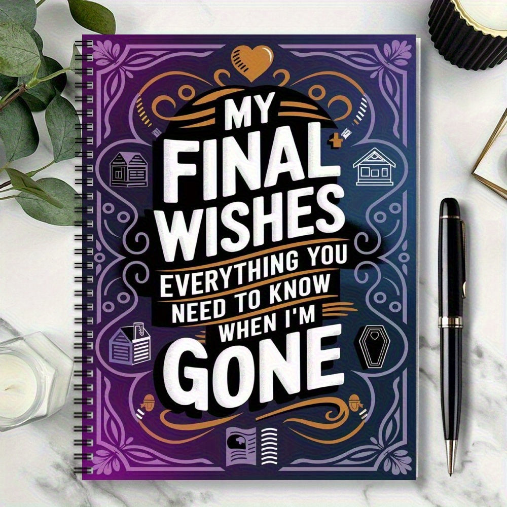 My Last Wish: Everything You Need to Know When I'm Gone - Spiral Bound Lifetime Planner & Will Organizer, Purple & Golden Cover with Durable Paper - Funeral Arrangements, Heir Planner, Legacy Organizer for Adults, Handbook fo