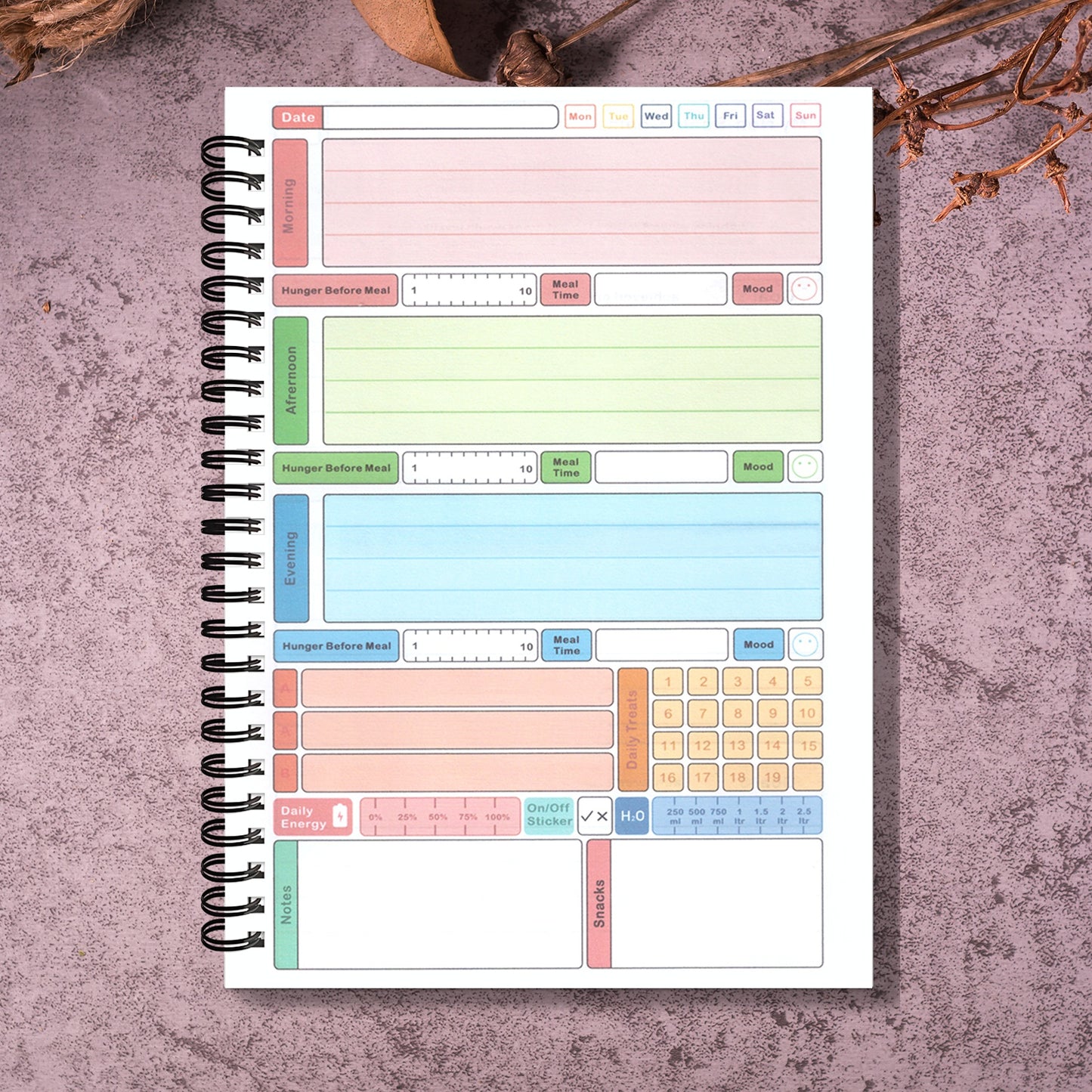 1pc Food and Fitness Journal for Women Weight Loss Tracker Planner Workout Dairy Wellness Log Notebook with Calorie Counter Diet Meals Health Gift for Women Mom Wife