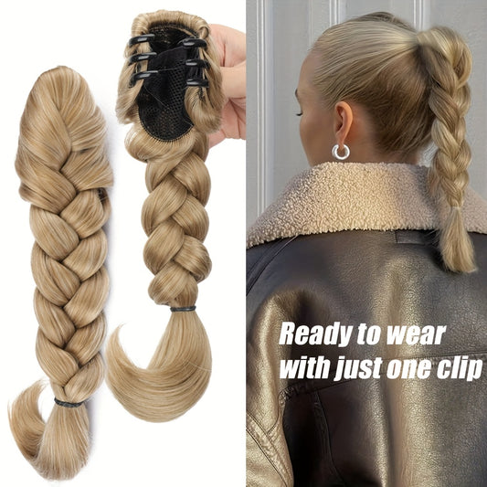 Women's Clip-In Ponytail - Easy-to-Style Synthetic Braided Hairstyle with Secure Clip, Natural Look Ponytail for Everyday, Parties, Formal Events - Available in Black, Gray, Blonde, Brown, Beige, Blonde, Dark Brown, Light Bro