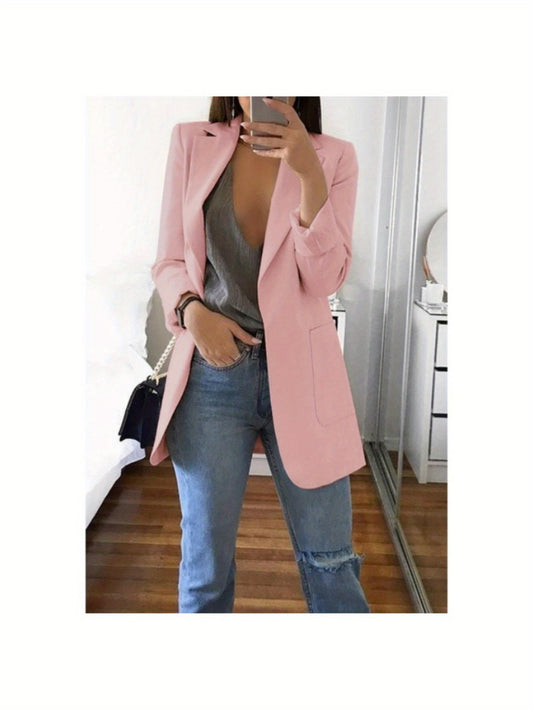 Women'S Slim Fit Notched Lapel Blazer - Elegant Office & Party Coat, Wrinkle-Resistant Non-Stretch Fabric, Structured Jacket for Formal Events, Everyday & Special Occasions - Fall/Winter Women'S Professional Outerwear, Winter