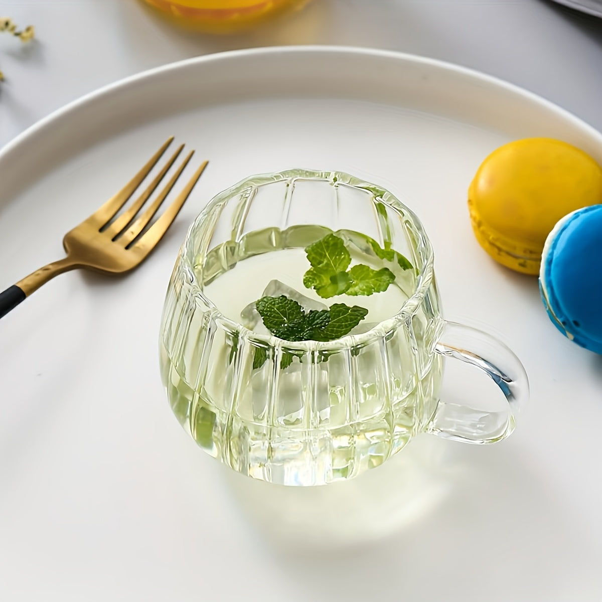 [Pumpkin Glass Mug] Reusable Pumpkin Striped Glass Mug - Heat-Resistant, Microwave Safe Coffee Cup for Ice Drinks, Juices, Espresso - Ideal Gift for Family and Friends