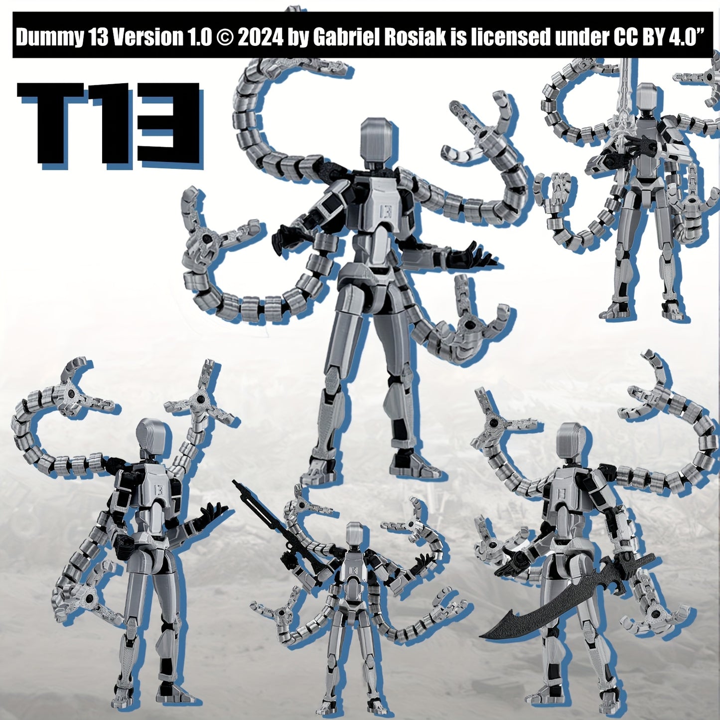 (Assembly Completed) T13 3D Printed Action Figure, Robot 13 Collectible Action Figure Articulated, for Collectors Desktop Decoration