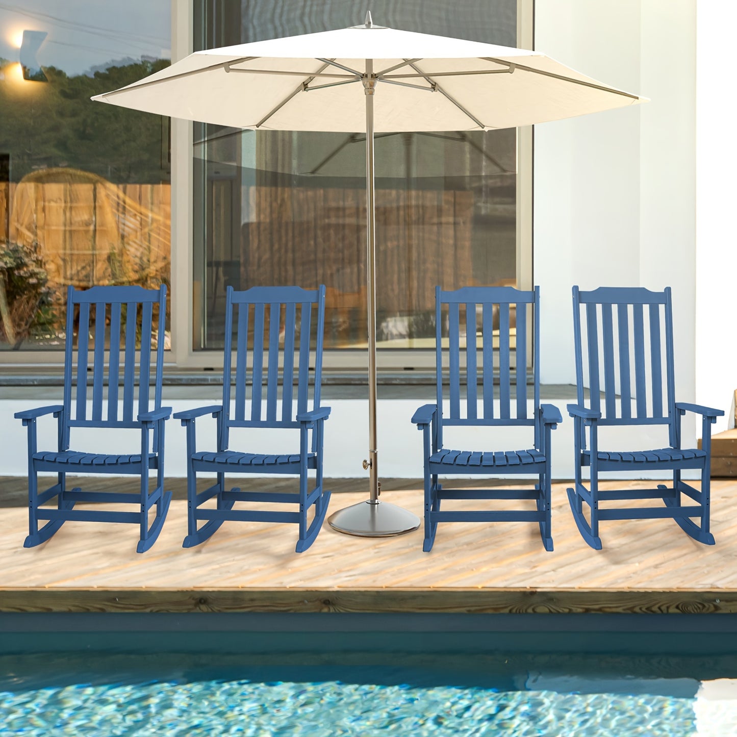 Patio Rocking Chair Set of 2 or Set of 4, Oversized Rocker Chair for Adult, All Weather Rocking Chair Outdoor, High Back Porch Rocker, Rocking Chairs for Garden, Backyard
