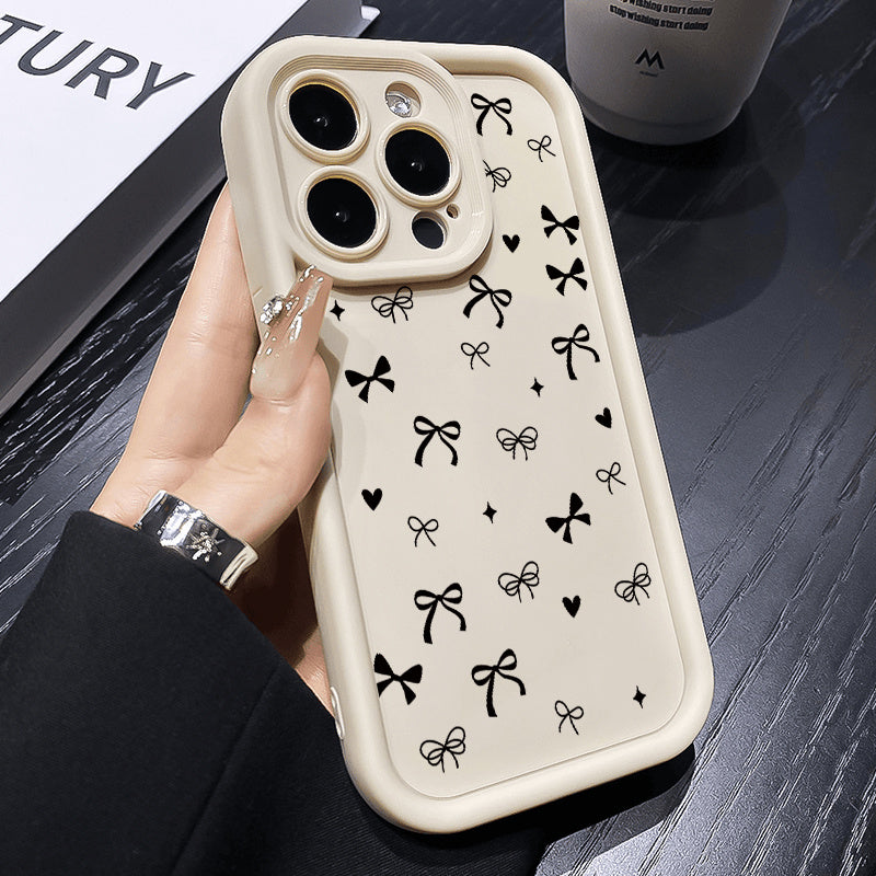 [Shockproof iPhone Case] iPhone Case | Heart Star Bowknot Pattern Shockproof Silicone TPU Bumper Drop Protection Cellphone Cover for 16 Pro Max 15 Plus 14 13 12 11 XR XS, Gift for Girls and Women