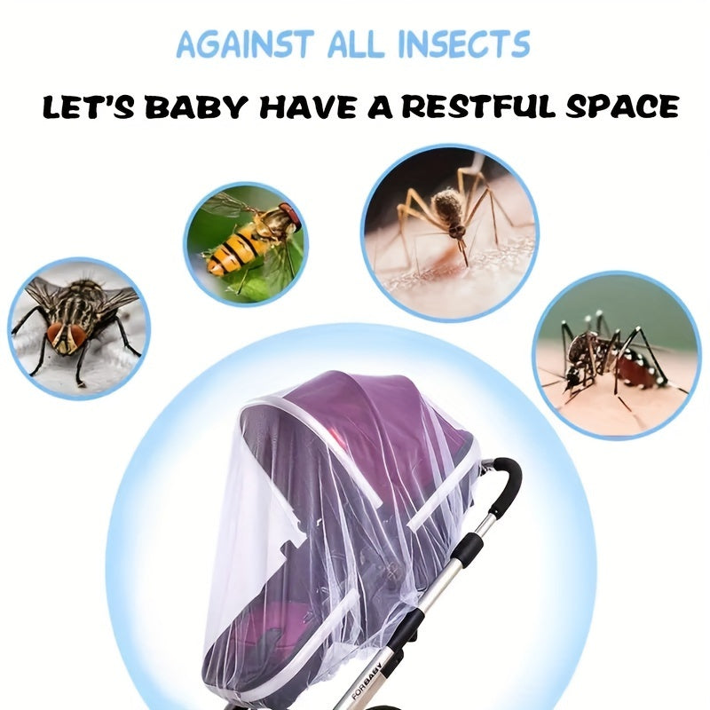 Mosquito Net for Stroller - Durable Baby Stroller Mosquito Net - Perfect Bug Net for Strollers, Bassinets, Cradles, Playards, Pack N Plays and Portable Mini Crib (White)