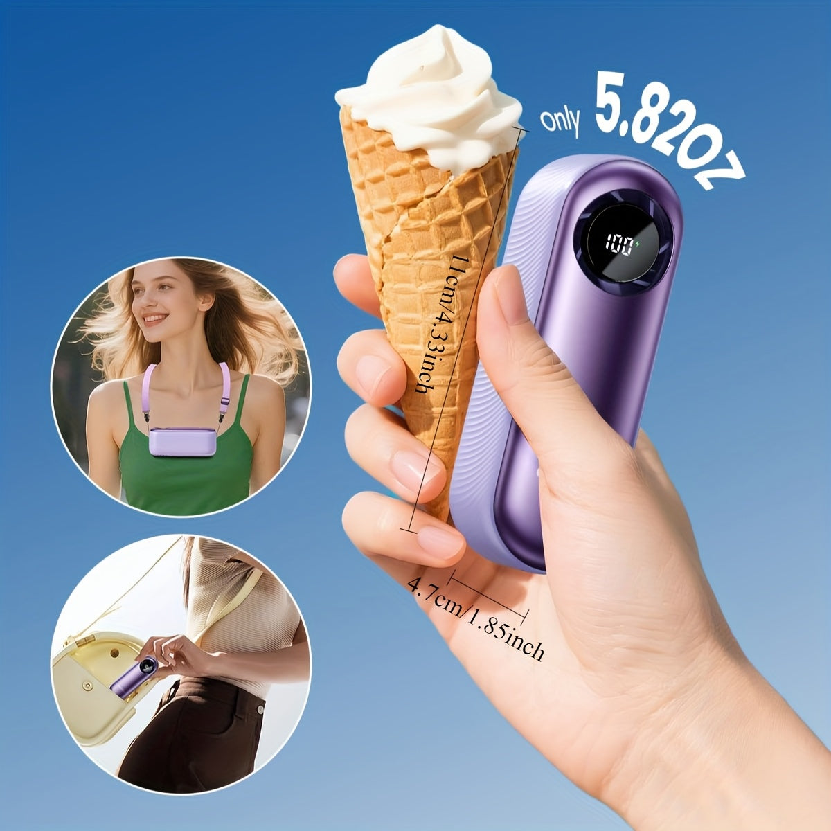 Handheld Portable Turbo Fan, 16000 RPM Small Fans Portable Cooling, 4000mAh USB Rechargeable Personal Battery Operated Mini Small Pocket Fan with 1-100 Speeds for Travel, Outdoor, Vacation, Concerts