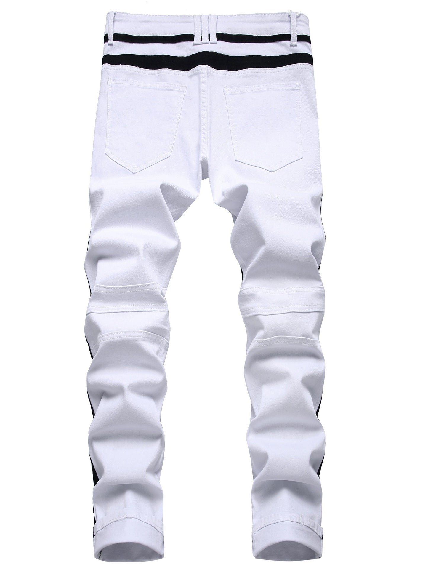 Men's Slim Fit Stretch Jeans Distressed Straight Leg Denim Pants, Fashion Biker Jeans Ripped Skinny Jeans for Men