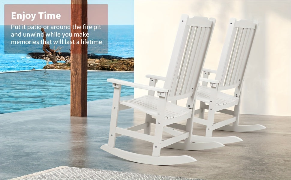 Patio Rocking Chair Set of 2 or Set of 4, Oversized Rocker Chair for Adult, All Weather Rocking Chair Outdoor, High Back Porch Rocker, Rocking Chairs for Garden, Backyard