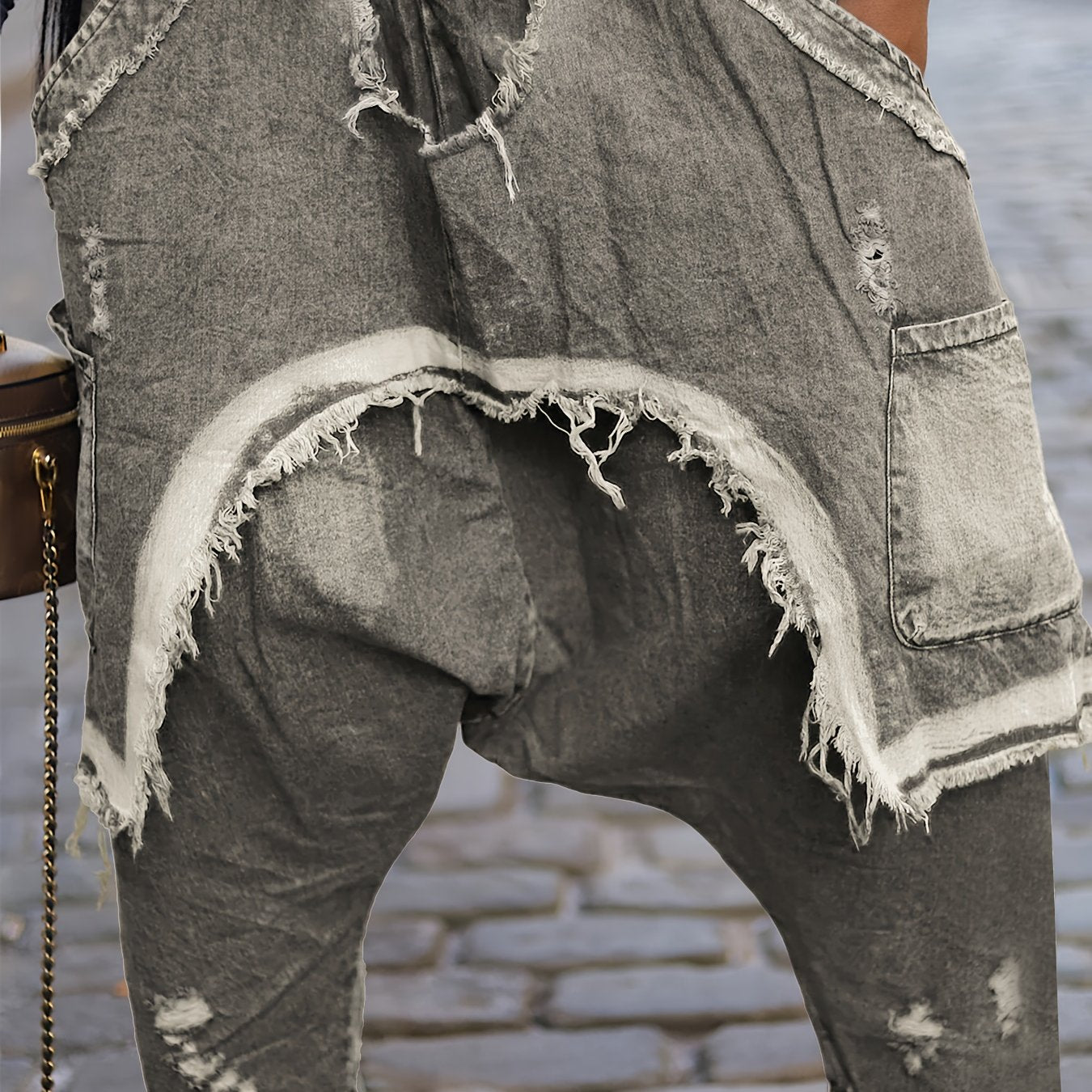 [Trendy Distressed Harem Pants] Trendy Distressed Women's Loose Harem Pants | Fashion Brushed Hole Jeans - Personality Clothing