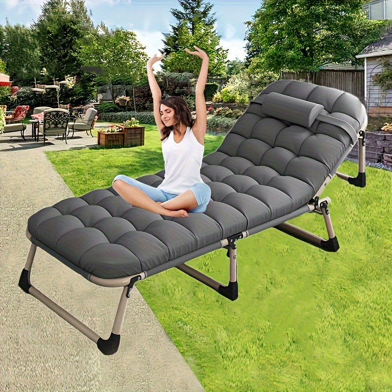 1-pack Courtyard Lounge Chair For Lunch Break Folding Bed Mattress All-in-one Single Artifact Simple And Portable Office Nap Multifunctional Lounge Chair A Must-have For Lazy People