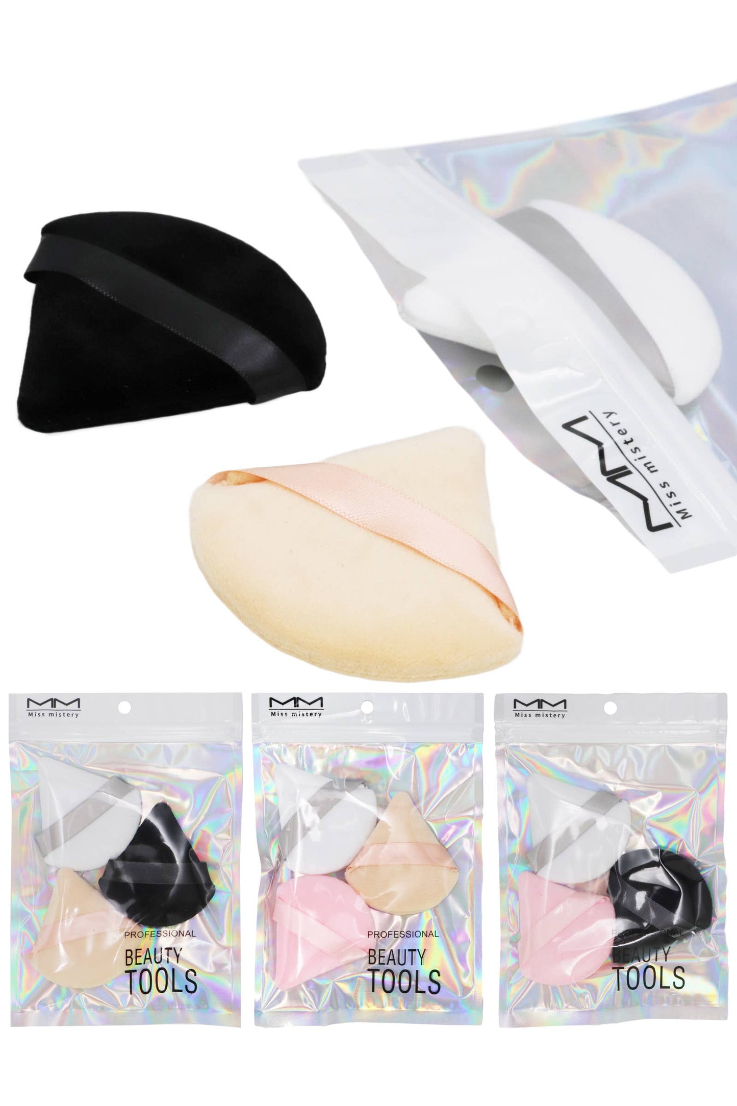 Velvet Triangle Makeup Powder Puff – 3 Pack