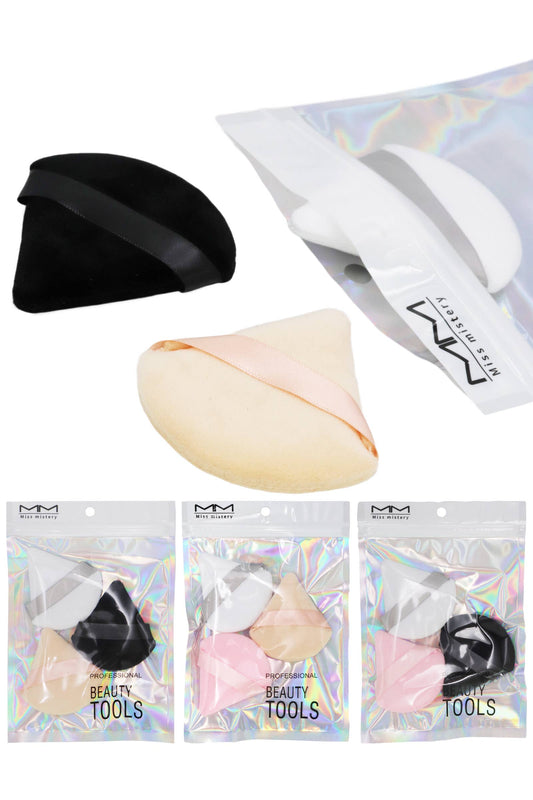 Velvet Triangle Makeup Powder Puff – 3 Pack