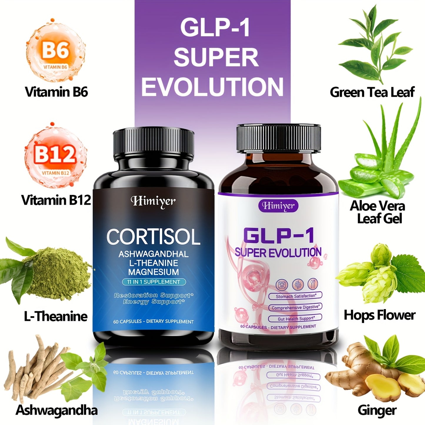 120capsules GLP-1 And CORTISOL [New Upgraded Formula] Herbal Essence Extraction, Vitamins, Minerals And Probiotics, Balance Intestinal Flora, Gentle Intestines, Balance Stress Hormones, Focus, Stability, Anti-oxidation.