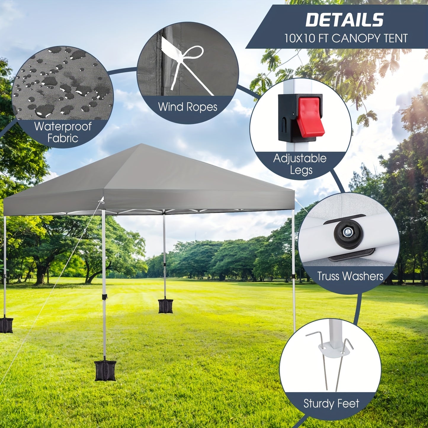 10x10 Canopy Tent - One-Push Pop-Up Design