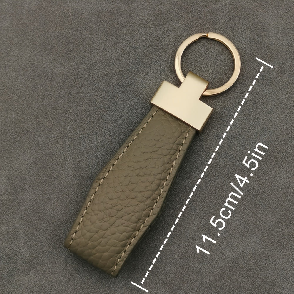 Personalized Engraved Initials Keychain - Custom Faux Leather Key Ring with Golden-Tone Climbing Hook, 4 Colors (Golden, Black, Brown, Tan) - Durable Minimalist Design for Men & Women - Valentine's Day, Christmas, New Year Gi