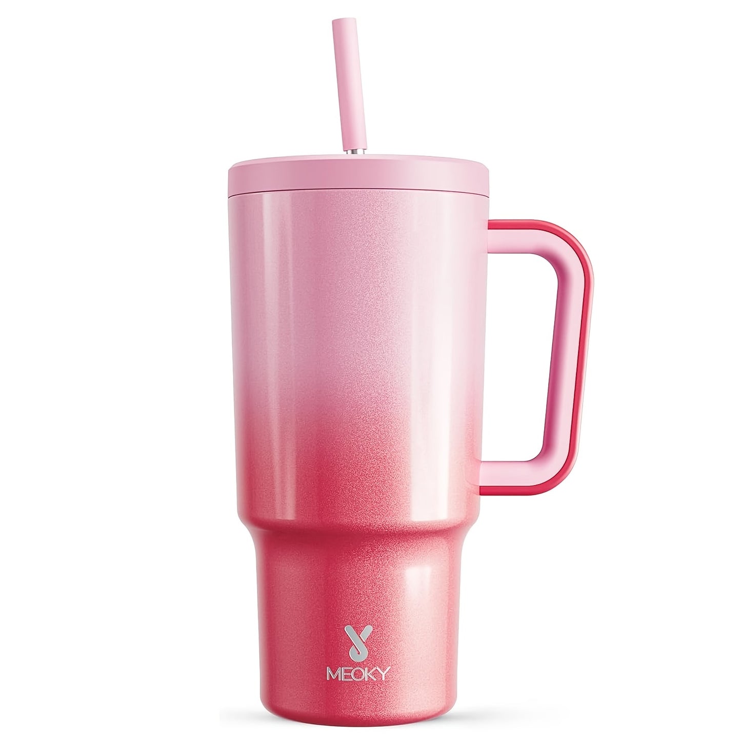 1pc Meoky 30oz Stainless Steel Tumbler with Handle, Lid & Straw - BPA-Free, Leak-Proof Insulated Travel Mug, Keeps Drinks Hot for 8 Hours, Cold for 24 Hours, Hand Wash Only