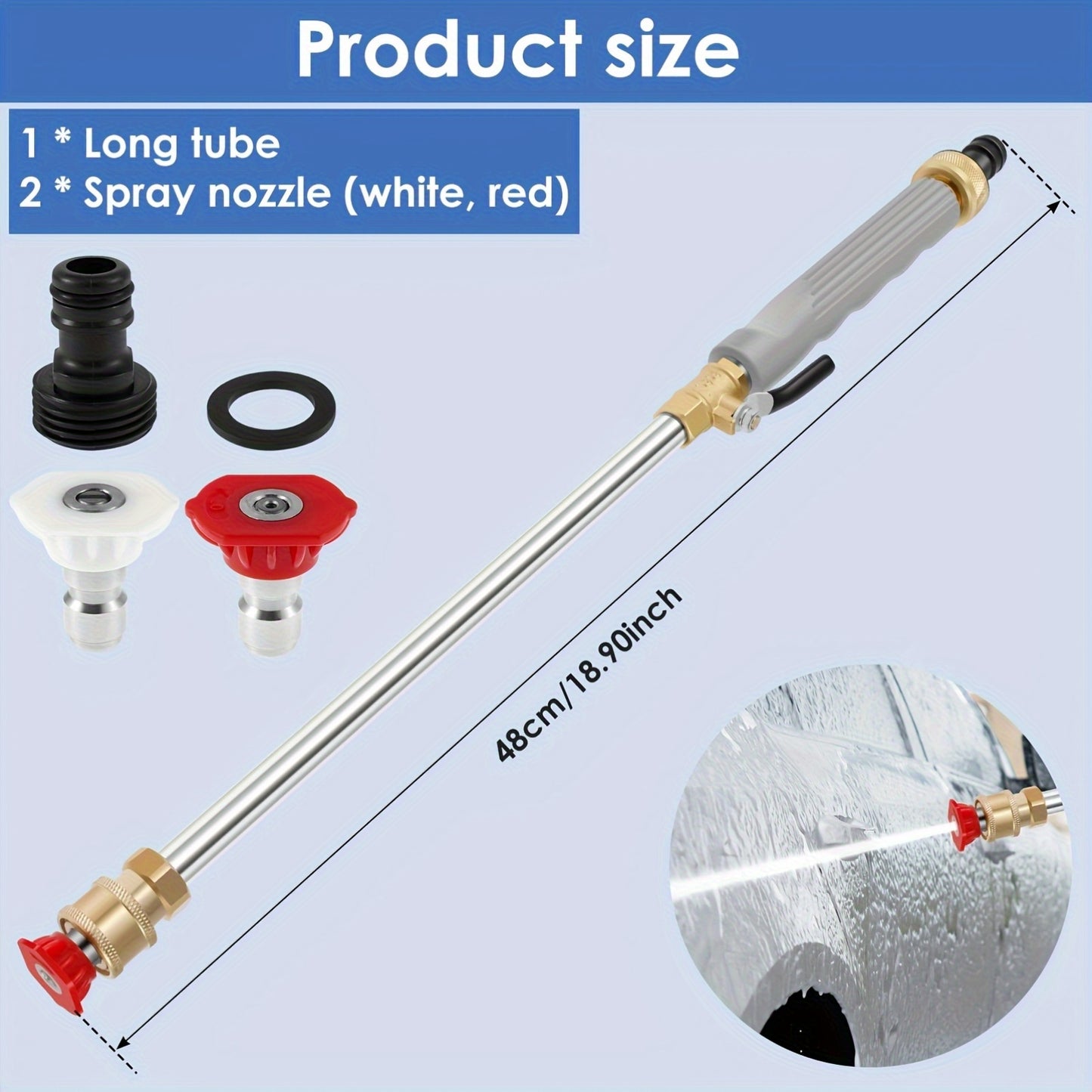 Heavy Duty Multifunctional 1pc High Pressure Cleaning Rod with 2 Hose Nozzles - Efficient Car And Yard Cleaning - Durable Aluminum Alloy Material, Multi-Functional Watering Tool, Compatible Most Hydro Jets, Garden Watering