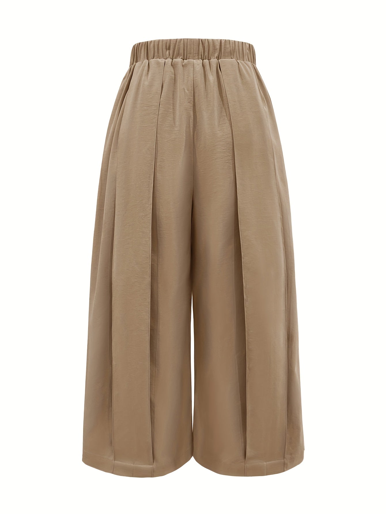 Women's Casual Loose-Fit Solid Color Wide-Leg Pants with Pockets - All-Season Machine Washable Trousers for Casual Attire, Office & Social Events, Versatile Event Attire, Smooth Texture Fabric