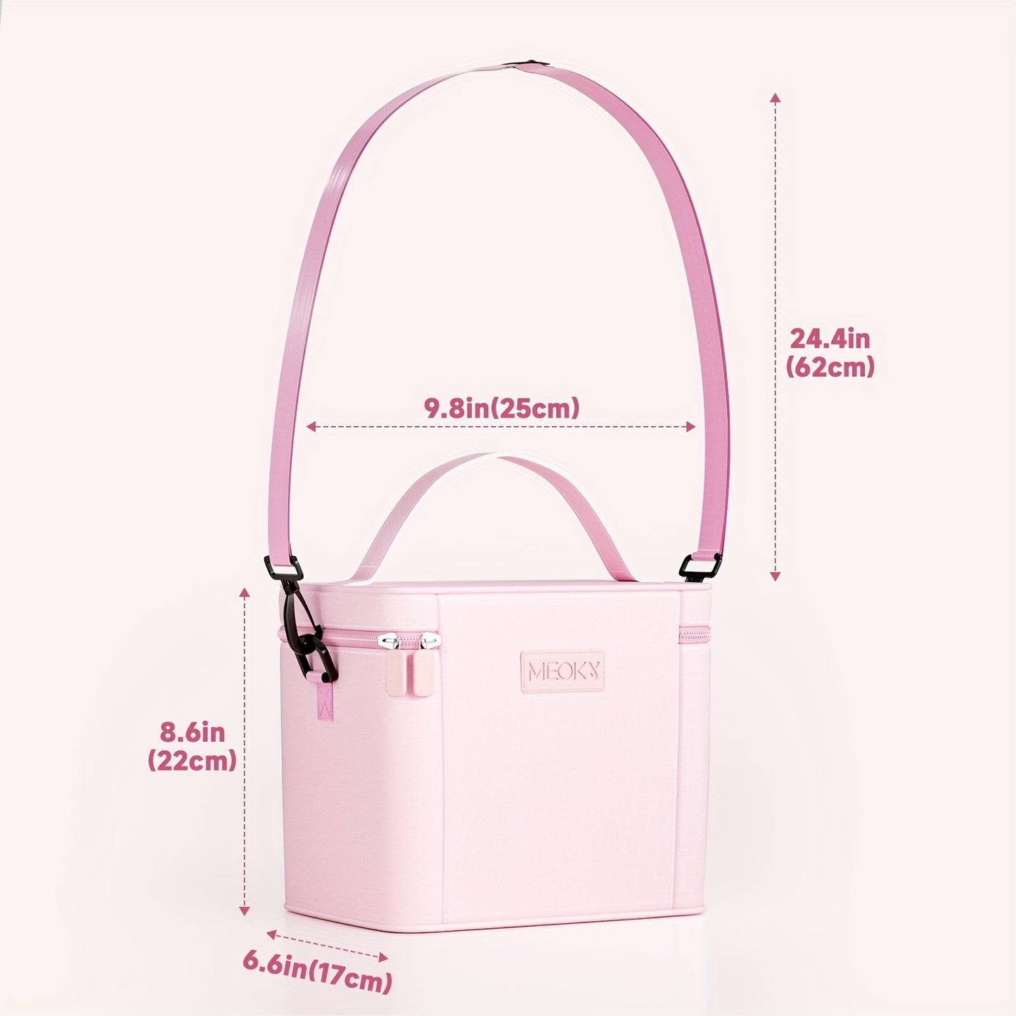 [Stylish, MEOKY Lunch Bag] Stylish, Durable Polyester, MEOKY Large Capacity Insulated Lunch Bag - Pink, Keeps Food Fresh, Hand Washable, Rectangular Design for Easy Portion Control, Perfect for Picnics, Office, or School, Lun