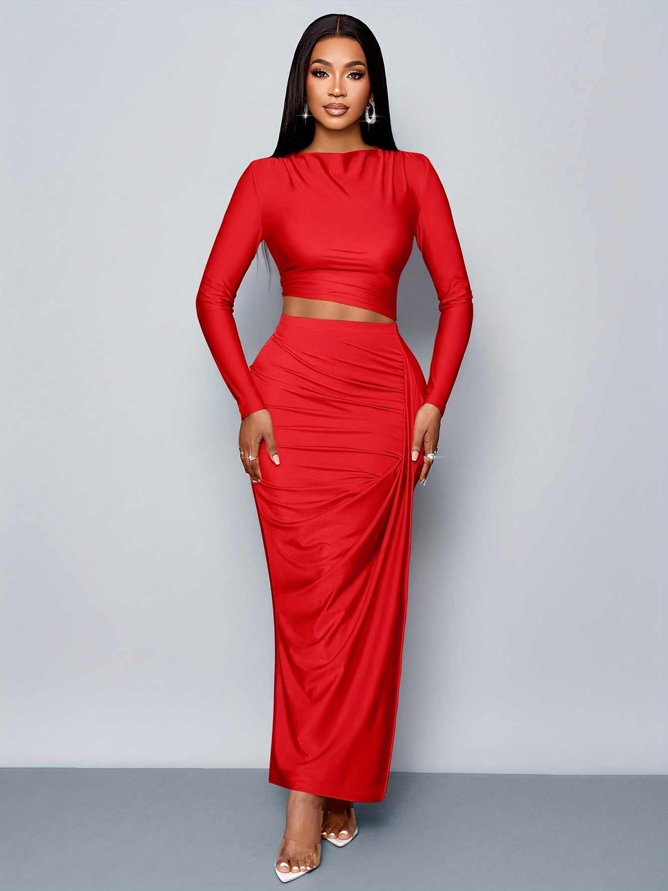 Women's Fashion Knit Midi Dress Set