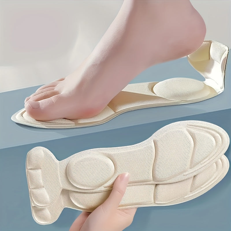 [Memory Foam Insoles] 4pcs Memory Foam Insoles | Breathable, Non-Slip, Ergonomic Design for All-Day Comfort, Comfort Footwear | Ergonomic Insoles | Memory Foam Insoles for High Heels, Flat Shoes & Boots - Black & Beige