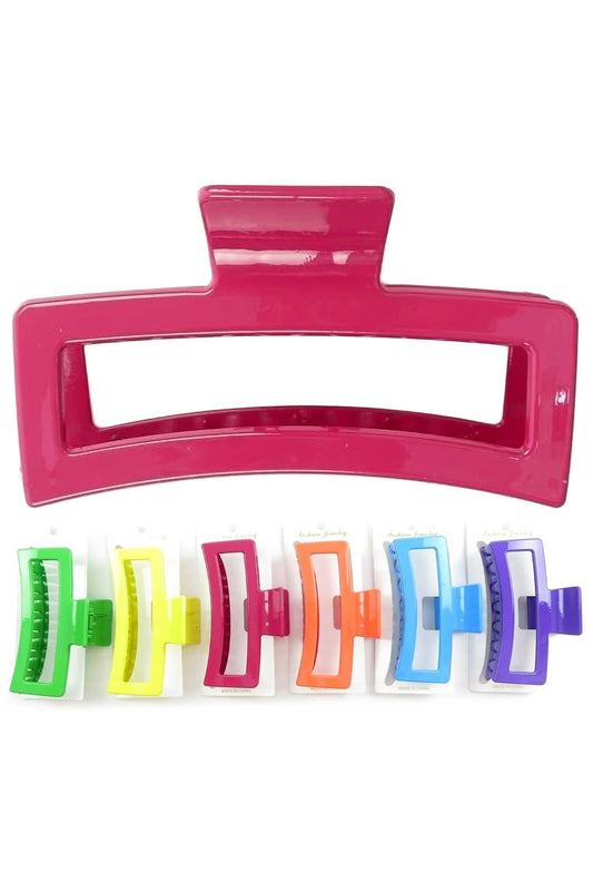 Solid Rainbow Glossy Extra Wide Block Hair Claw