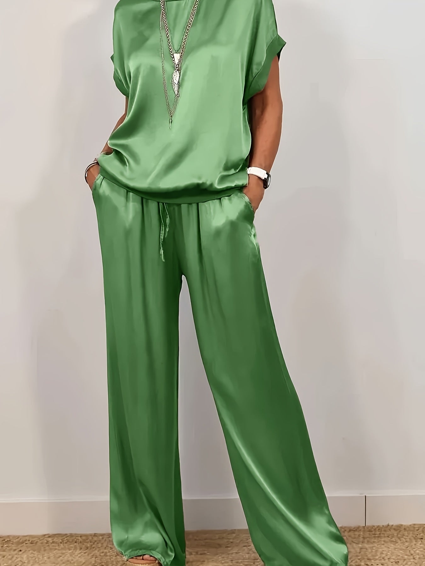 [Trendy Casual Set] Trendy Casual Set: Spring/Summer Loose Shirt & Wide Leg Pants