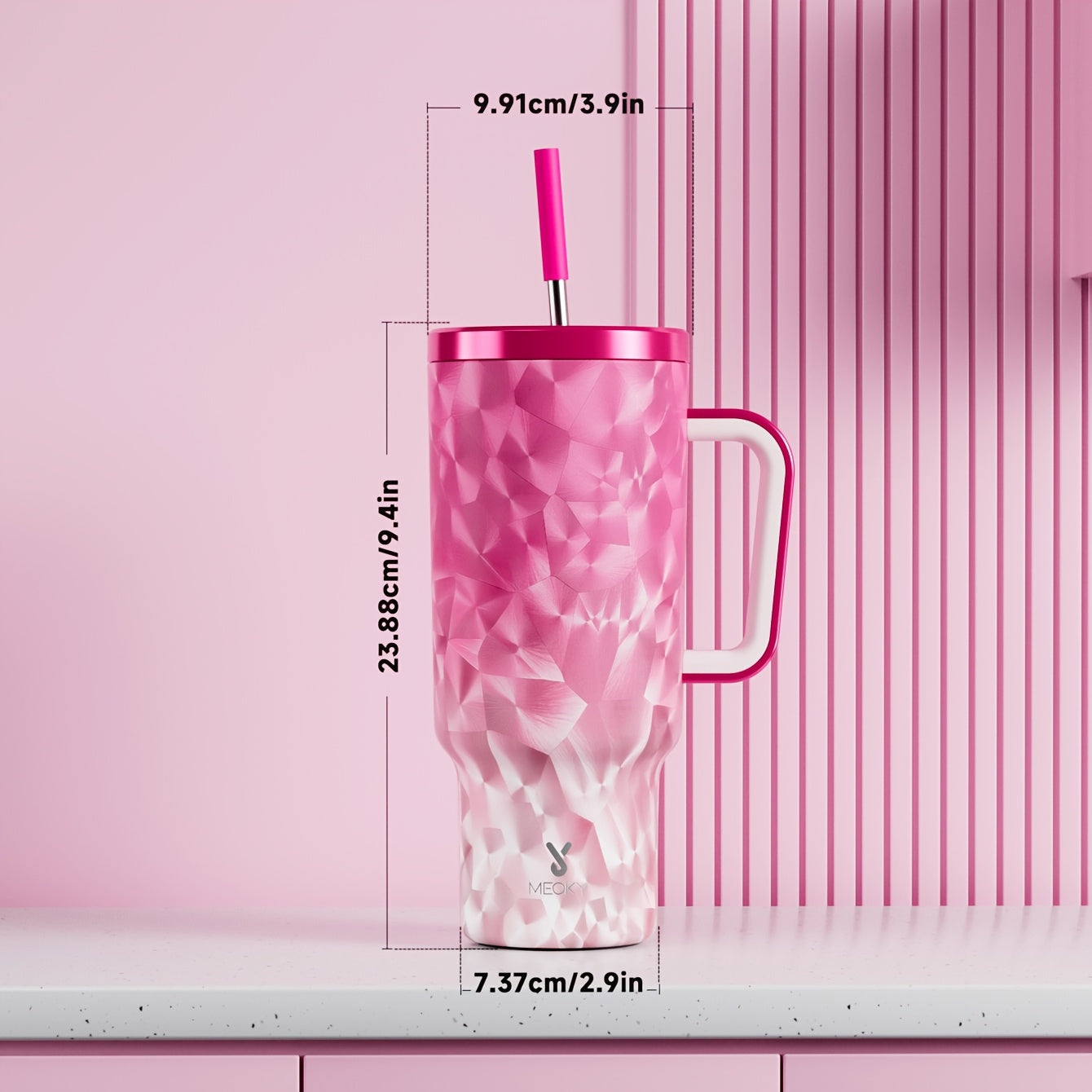 MEOKY 40oz Stainless Steel Tumbler with Lid and Straw, Leakproof Insulated Water Bottle, BPA-Free, Round Shape, Hand Wash Only, Ideal for Car Travel, Home, Hiking - Fashionable Drinkware