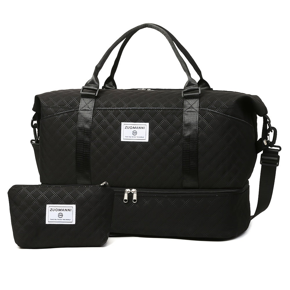 Large Capacity Travel Gym Bag Women'S Combo Letter Bag Valentine'S Day Gift Multifunctional Luggage Duffel Stitched Short Long Trip Tote with Independent Shoe Compartment Multi-Pocket Design