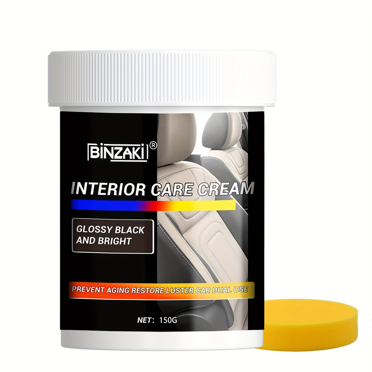 [Car Refurbishment Cream] Glossy Black & Red BINZI Interior Car Refurbishment Cream - 100ml, Dashboard Wax, Seat Restoration, Tire Shine, Before-and-After Results Shown for Car Interior Renewal